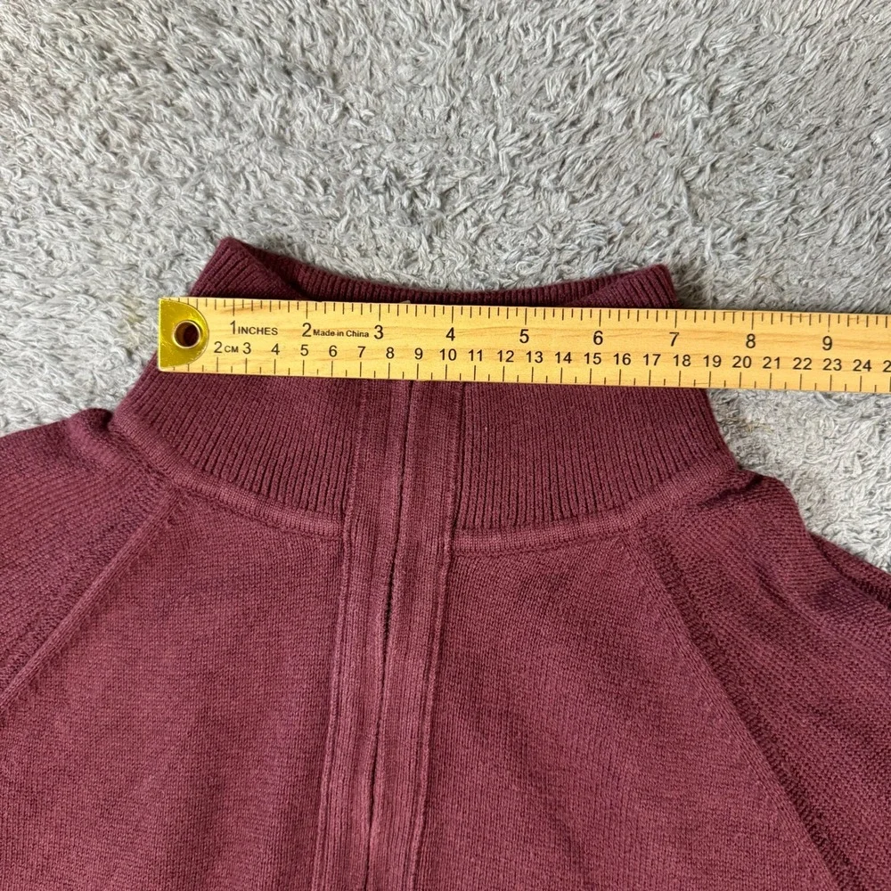 Banana Republic Mens Quarter Zip Pullover Sweater Size M Burgundy Cotton Blend